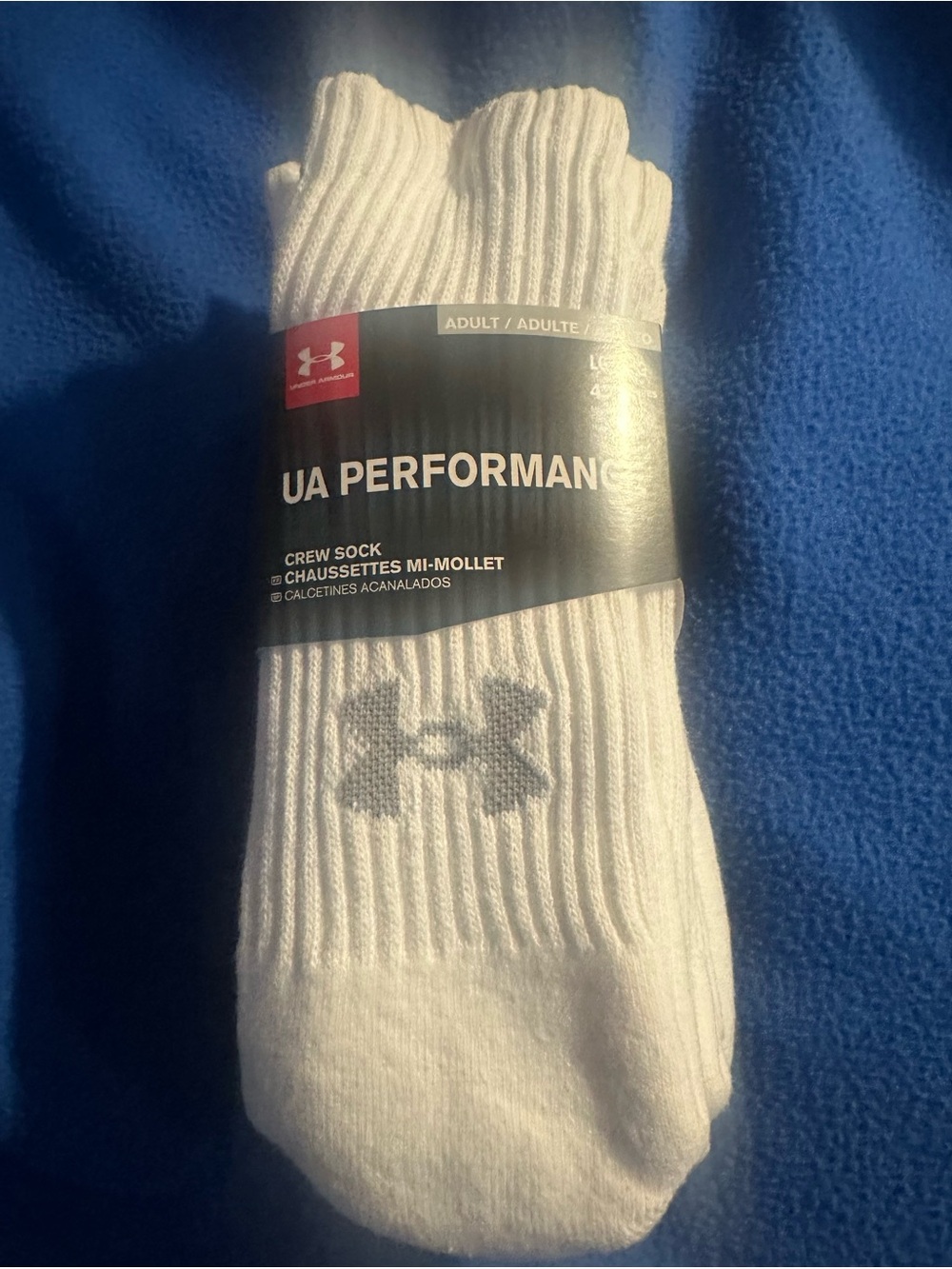 Under Armour White Crew Athletic Socks with Gray Logo